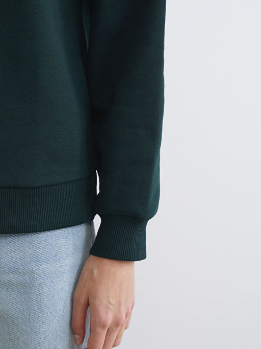 Bisiklet Yaka Kad?n Kal?n Sweatshirt