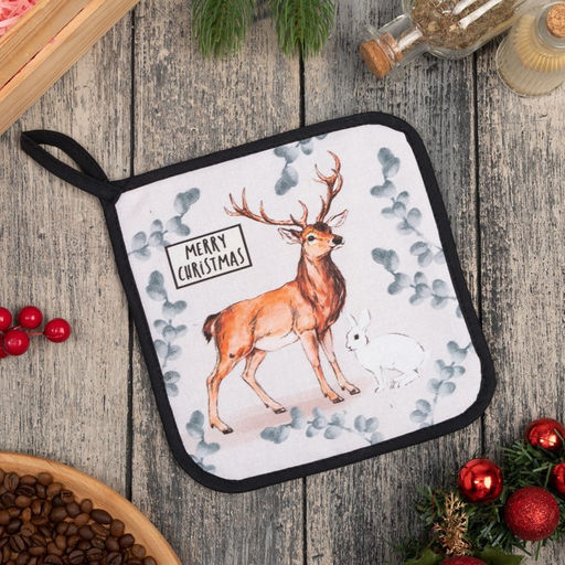 Цена за 2 шт. Прихватка Merry Christmas 19×19 см, саржа, 100% хлопок, ватин 250 г/м²