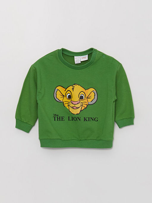 Bisiklet Yaka Uzun Kollu Aslan Kral Bask?l? Erkek Bebek Sweatshirt ve Pantolon 2li Tak?m - Waikiki фото 2