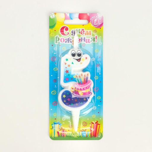 Свеча для торта «С глазками», 10.2 см, цветная цифра 5