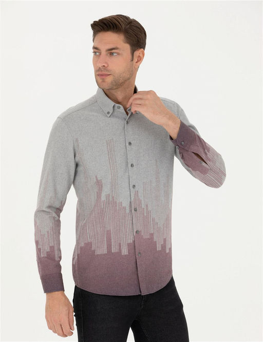 Bordo Slim Fit Uzun Kollu G_mlek - Pierre cardin фото 3