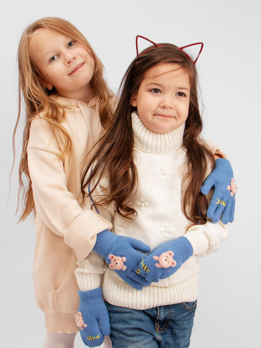 Варежки детские на шнурке Kim Lin - Соль&перец фото 4