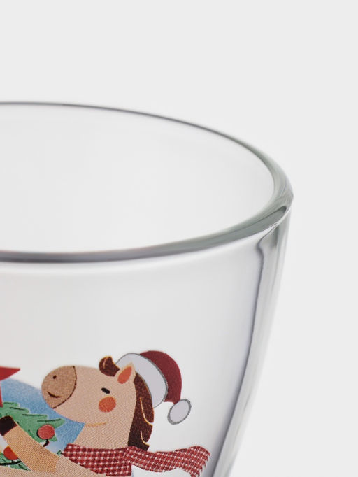 Цена за 20 шт. Кружка Грация. Лошадка новый год , 270 мл, стекло, прозрачная, рисунок МИКС