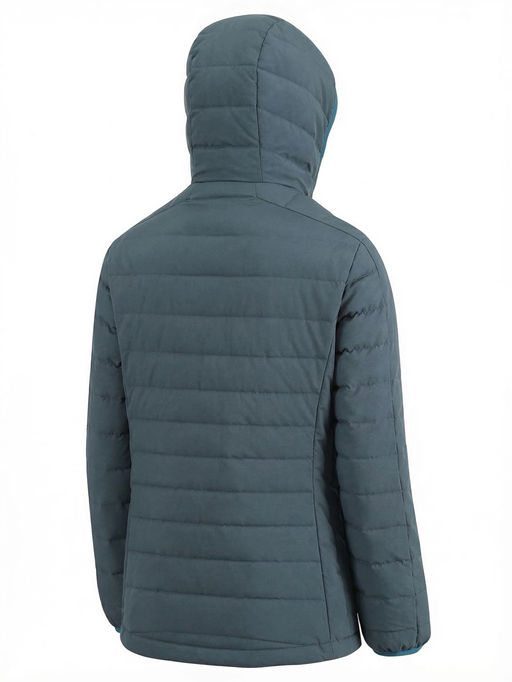 Куртка женская стёганая с капюшоном с графеновой подкладкой цвета хаки 9624_1Kh