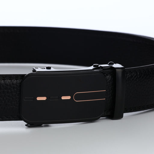 Ремень мужской, 120×3.5 см, пряжка автомат, регулируемая длина, кожа под флотер, чёрный