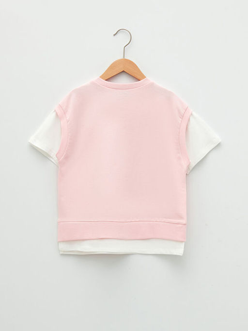 Bisiklet Yaka Emoji Bask?l? K?sa Kollu K?z ?ocuk Sweatshirt - Waikiki фото 2