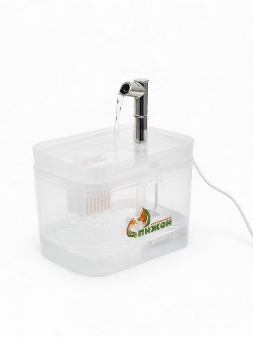 Фонтан для кошек и собак «Пижон», 1.5 л, 16.5×13×12 см, евророзетка, прозрачный