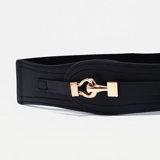 Ремень женский, ширина 6 см, на резинке, пряжка металл, цвет чёрный - Simaland фото 2