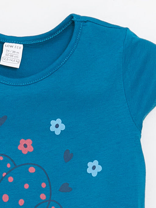 Bisiklet Yaka K?sa Kollu Bask?l? K?z Bebek Ti??rt - Waikiki фото 2