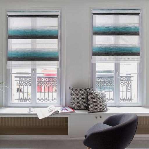 Штора рулонная День-ночь. Волна, 60180 см (с учётом креплений 3,5 см), цвет бирюзовый - Simaland фото 2