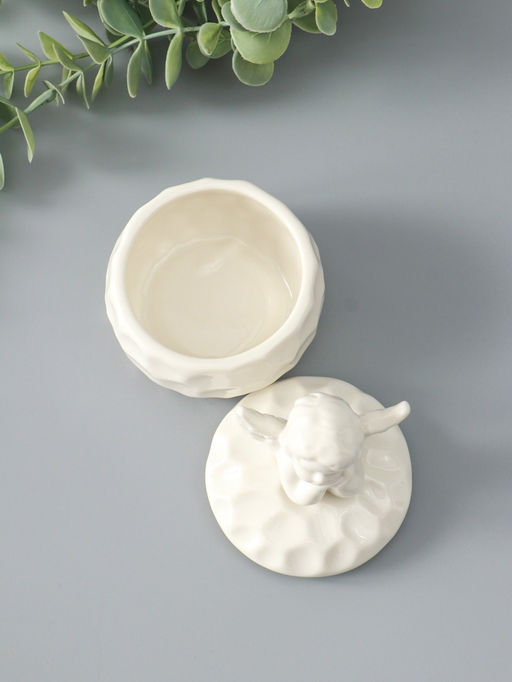 Шкатулка керамика "Ангелочек" белая 8х8х10,5 см