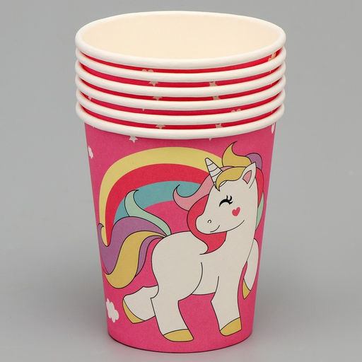 Цена за 4 шт. Стакан бумажный «Единорог и звёзды», набор 6 шт., 220 мл, розовый