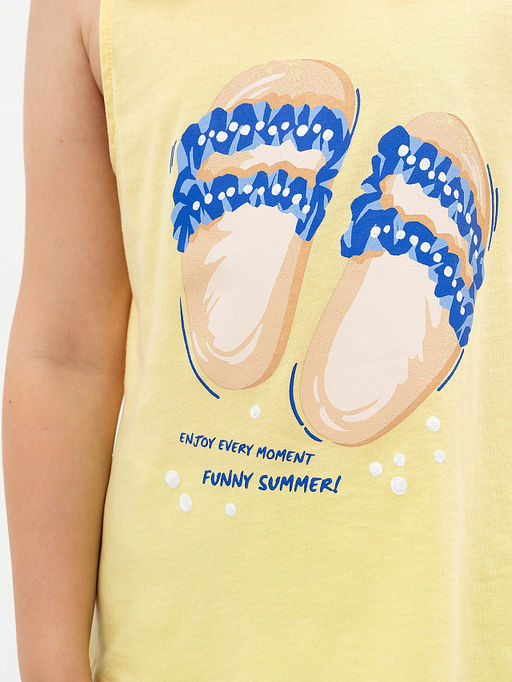 Хлопковый длинный топ в желтом цвете для девочек - Mark formelle фото 3