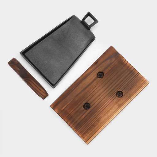 Сковорода Magma «Вунгтау», 24×15.3×2.2 см, на деревянной подставке, чугун, чёрная