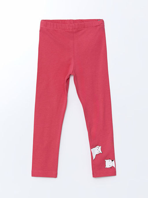 Bisiklet Yaka Bask?l? K?z ?ocuk Tayt 2li