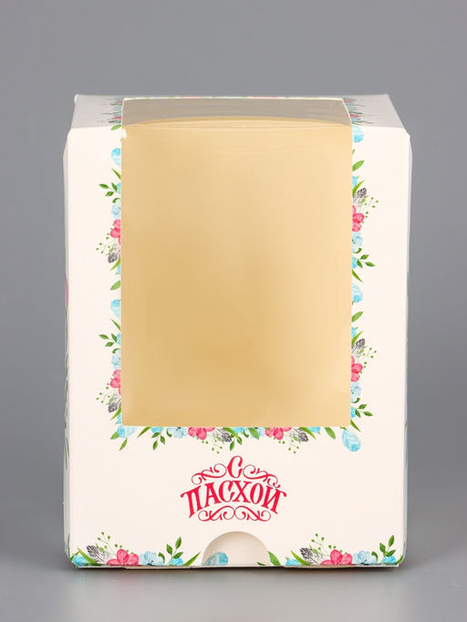Цена за 5 шт. Коробка подарочная пасхальная с окном Пасхальный венок 9.5?9.5?12.5 см