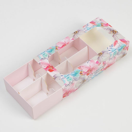 Цена за 5 шт. Коробка для конфет и кейк-попсов, кондитерская упаковка Расцветай от счастья, 10?20?5 см