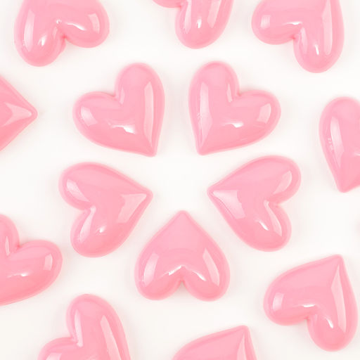 Кабошон «Сердечко», набор 20 шт., размер 1 шт. — 3.3×3.3×0.3 см, цвет розовый