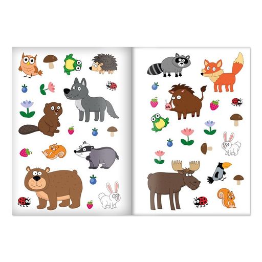 Многоразовые наклейки Животные леса, формат А4, Синий трактор