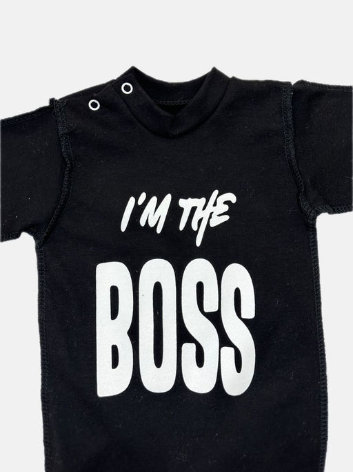 Комбинезон интерлок-пенье с варежкой, цвет черный, im the boss - Мамин малыш фото 4