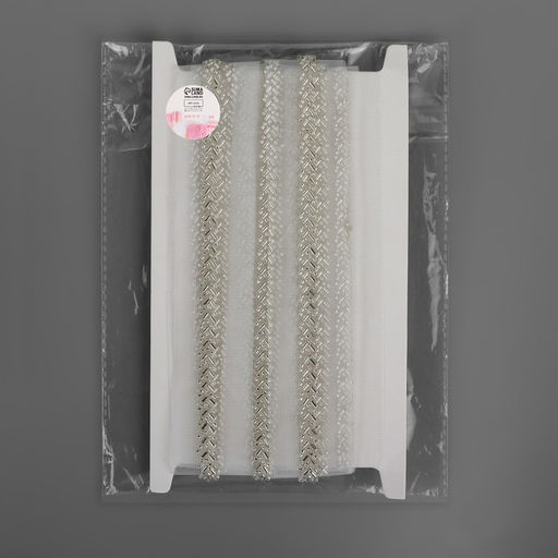 Тесьма декоративная с бисером, 35 мм, 4.5±0.5 м, белая