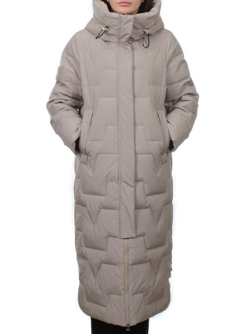 H268 GRAY BEIGE Пальто зимнее женское (170 гр. холлофайбер)