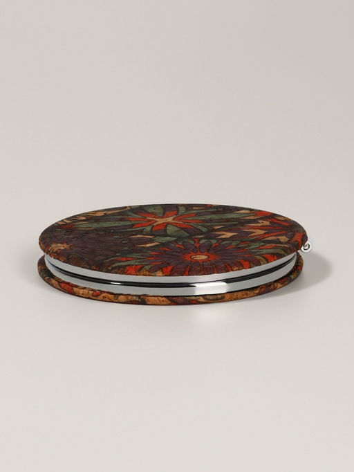 Зеркало складное «Орнамент», d=7.2 см, с увеличением х2, оранжевое