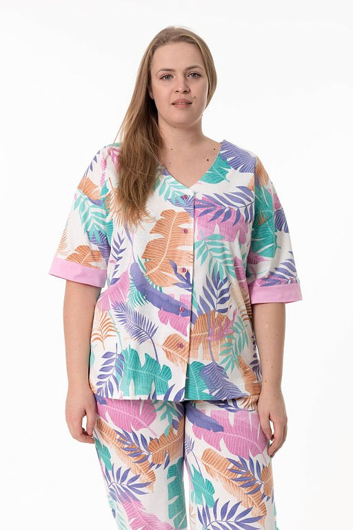 Пижама рубашка и брюки М325384рм розовый/ментол - Елена фото 4