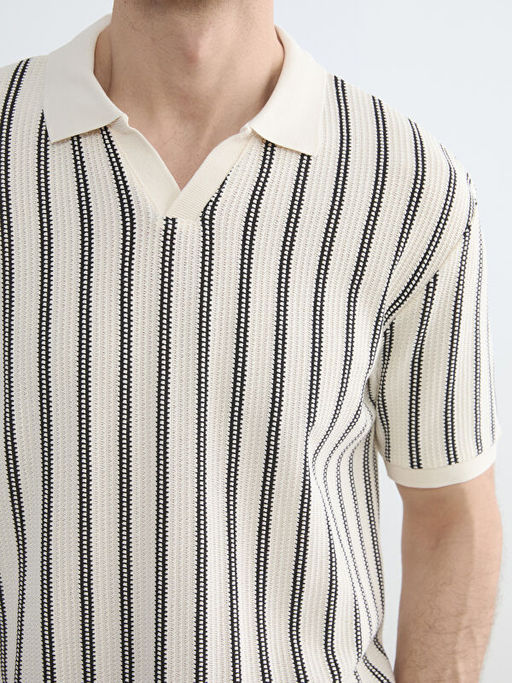 Polo Yaka ?izgili Penye Erkek Ti??rt