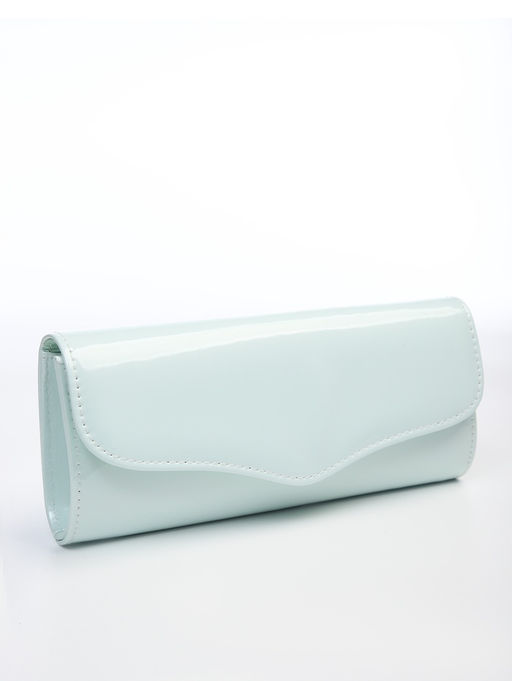 Сумка-клатч женская вечерняя на магните, на длинной цепочке, лаковая, однотонная, чёрная