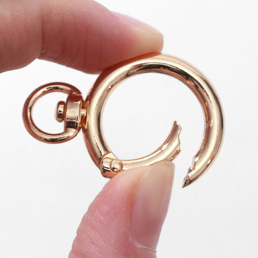 Кольцо-карабин, двойной, d=19/27 мм, толщина - 4 мм, с креплением 9×2.2 мм, 5 шт., цвет золотой