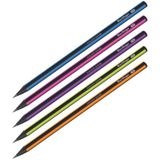 Цена за 2 шт. Карандаш ч/гр. BERLINGO "Color Zone" HB, без ластика (BP01305) трехгранный, черное дерево, заточенный