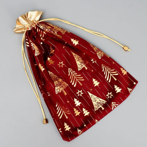 Цена за 5 шт. Мешочек подарочный плюш Тепла и любви, ёлки, тиснение, 20 х 30 см +/- 1.5 см - Дарите счастье фото 4