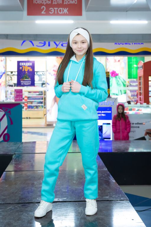 207/206 Костюм с толстовкой, начес, ментол - Knitka wear фото 2