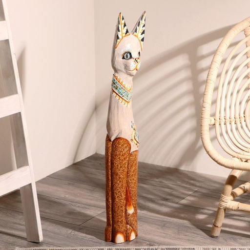 Фигура «Кошка в ошейнике с сердечком», 80 см, дерево