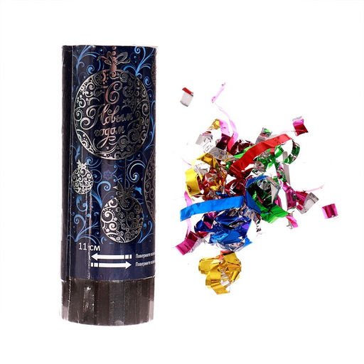 Цена за 24 шт. Хлопушка пружинная С Новым годом, 11 см, конфетти + фольга серпантин - Страна карнавалия фото 2