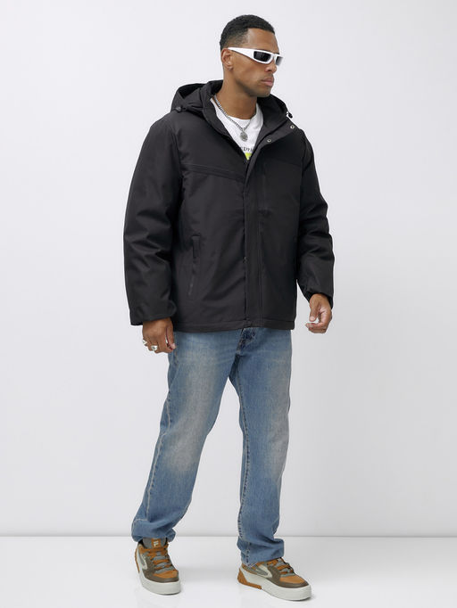 Куртка спортивная мужская зимняя большого размера черного цвета 66613Ch - Mtforce фото 4