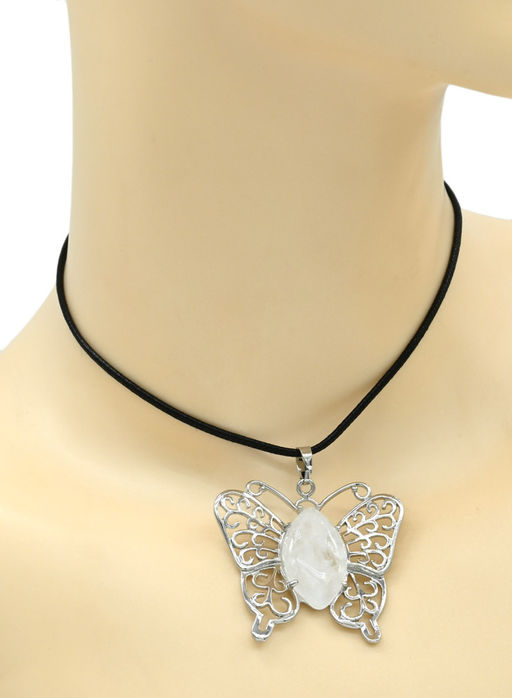 Подвеска Бабочка 45*40мм с горным хрусталем в металле