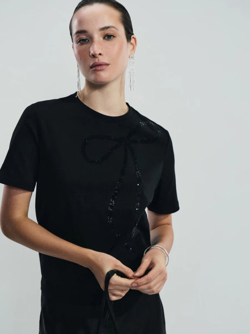 Футболка с бантом из блесток / Zarina