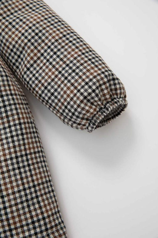 Фланелевое платье в клетку с длинными рукавами для маленьких девочек - Defacto фото 3