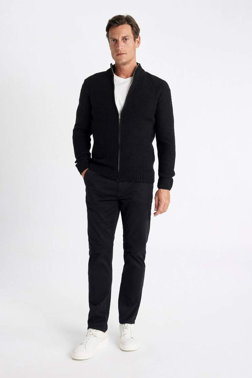 Вафельный кардиган стандартной посадки с водолазкой - Defacto фото 2