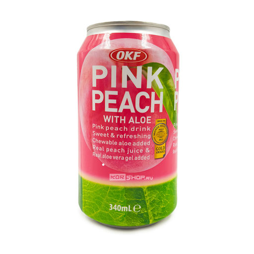 Напиток Персик + Алоэ фруктовый освежающий Pink Peach With Aloe OKF, Корея, 340 мл Акция