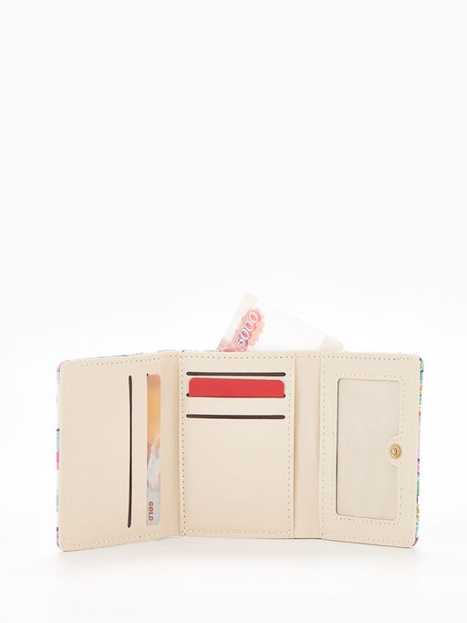 Кошелёк женский на кнопке, 10.5?2.5?8.5 см, с цветочным принтом, разноцветный