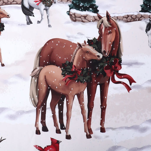 Комплект штор для кухни с подхватами Этель Horse family, размер 145?180 см, 2 шт., габардин