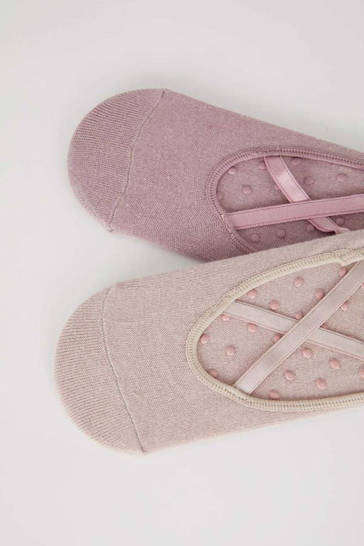 Женские 2 пары хлопковых носков для пилатеса - Defacto фото 2