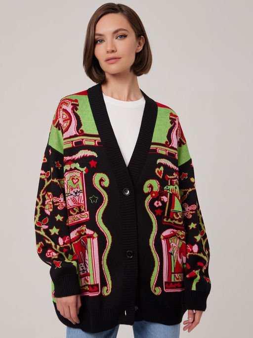 Кардиган женский 1231154008 black/multicolor - Eleganzza фото 2