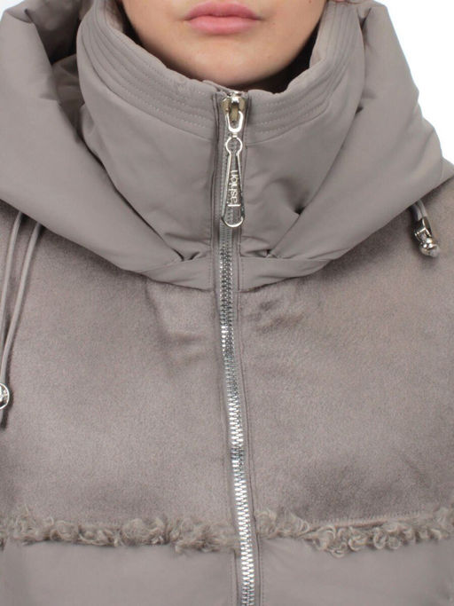 23-636 GRAY/BEIGE Пальто зимнее женское (холлоффайбер 150 гр., искусственная дубленка) - Fashion фото 4