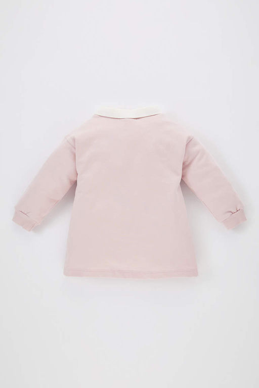 Платье с длинными рукавами и принтом для маленьких девочек - Defacto фото 5