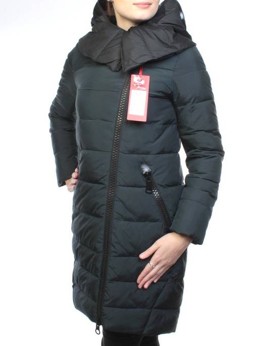 16010 DK. GREEN Пальто женское зимнее (200 гр. холлофайбер)