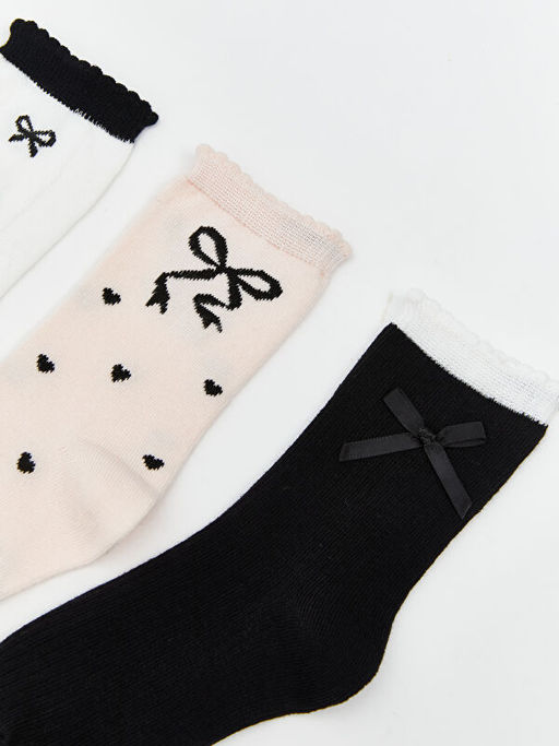 Fiyonk Desenli K?z ?ocuk Soket ?orap 5li